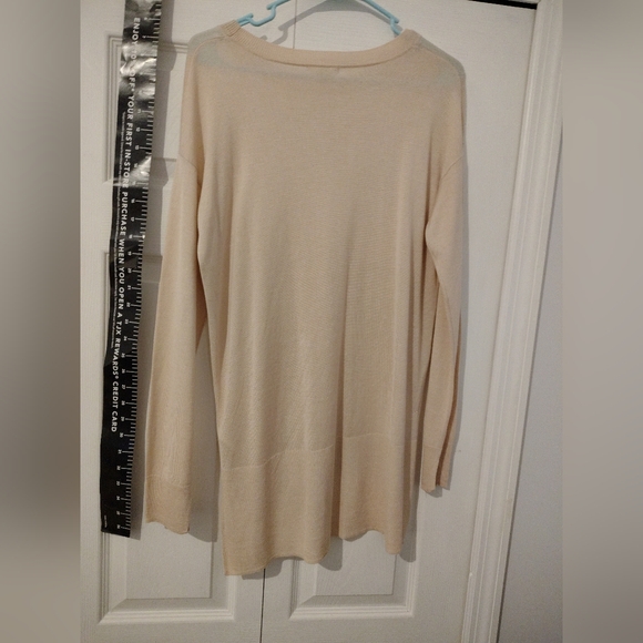 Cream Long Sleeve Sweater Extended Length Pink - Picture 5 of 10